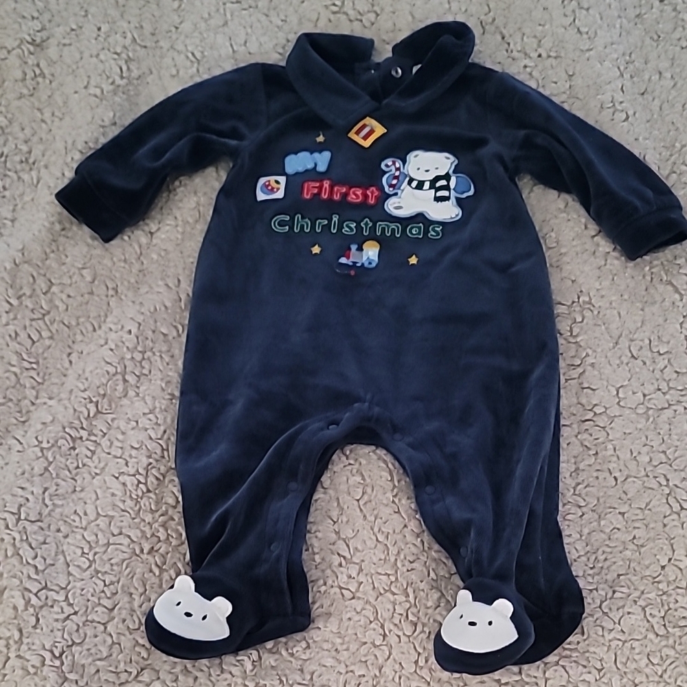 Navy Blue Kids One Piece - My First Christmas